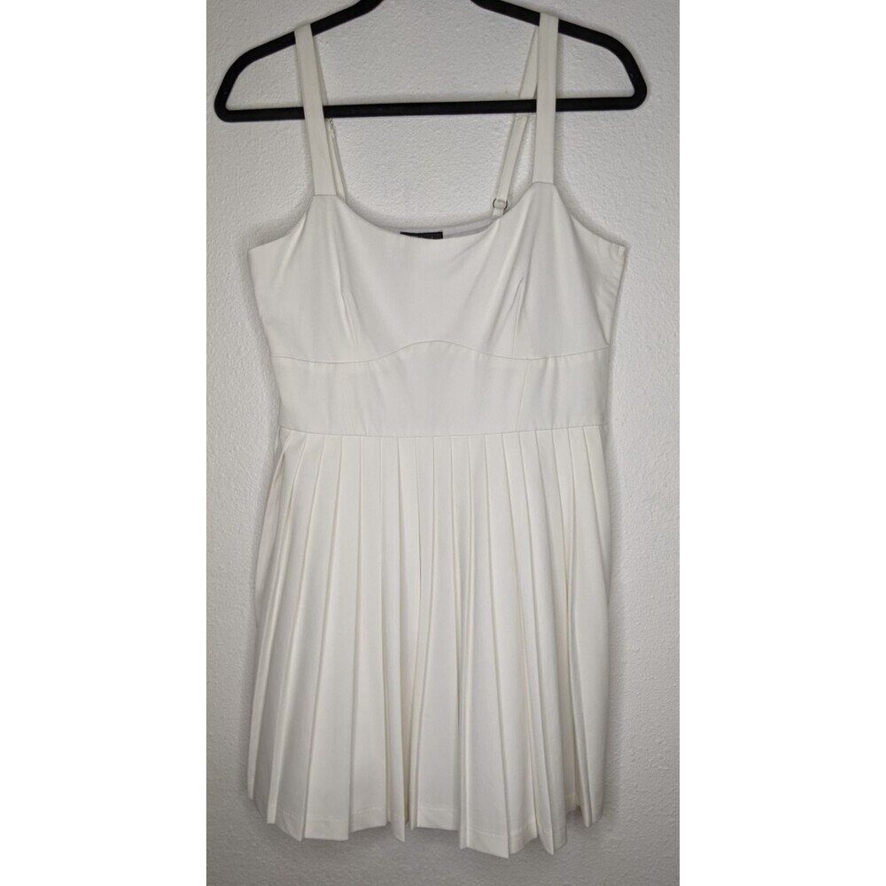 NEW~TRIXXI Cream Sleeveless Pleated Mini Dress Party Beachy Vacation M $56 - Picture 2 of 12